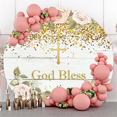 Khaki Blumen Gold Funkeln Gott Segnen Babydusche Hintergrund