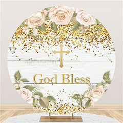 Khaki Blumen Gold Funkeln Gott Segnen Babydusche Hintergrund
