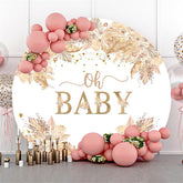 Khaki Blumen Oh Baby Thema Runden Babydusche Hintergrund