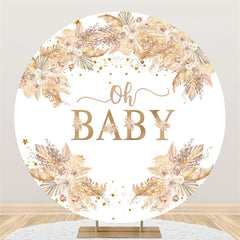 Khaki Blumen Oh Baby Thema Runden Babydusche Hintergrund