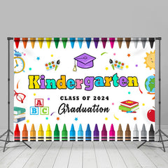 Kindergarten Farbig Wachsmalstift Kinder Abschluss Hintergrund