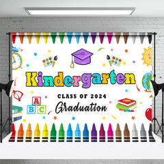Kindergarten Farbig Wachsmalstift Kinder Abschluss Hintergrund