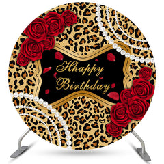 Leopard Blumen Perle Kreis Glücklich Geburtstag Hintergrund