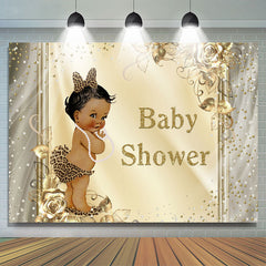 Leopard Gold Blumen Funkeln babydusche Hintergrund für Mädchen