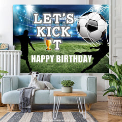 Lasst uns Trete Es Fußball Feld Glücklich Geburtstag Hintergrund