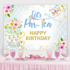 Lasst uns Teil Baby Blau Blume Glücklich Geburtstag Hintergrund