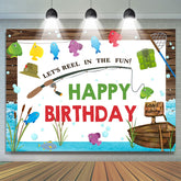 Lasst uns Spule In Der Spaß Fisch Thema Glücklich Geburtstag Hintergrund