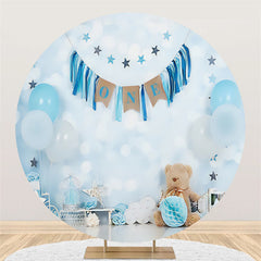 Licht Blau Luftballons Bokeh 1 Glücklich Geburtstag Hintergrund
