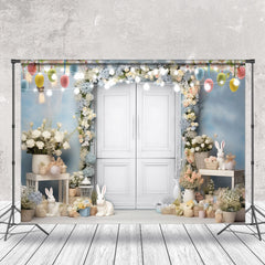Licht Blau Hase Blumen Ostern Eier Ostern Hintergrund