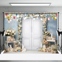 Licht Blau Hase Blumen Ostern Eier Ostern Hintergrund