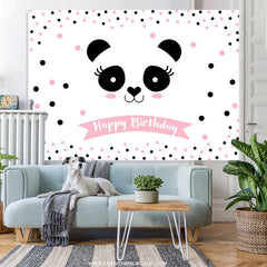 Licht Rosa Punkte Schön Panda Glücklich Geburtstag Hintergrund