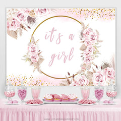 Licht Rosa Blumen Es ist A Mädchen Babydusche Hintergrund