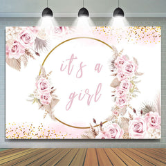 Licht Rosa Blumen Es ist A Mädchen Babydusche Hintergrund