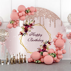 Licht Rosa Funkeln Runden Blumen Glücklich Geburtstag Hintergrund