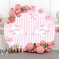 Licht Rosa Streifen Und Flügel Runden Glücklich Geburtstag Hintergrund