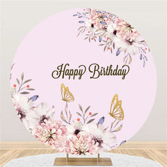 Licht Lila Blumen Schmetterling Geburtstag Runden Hintergrund