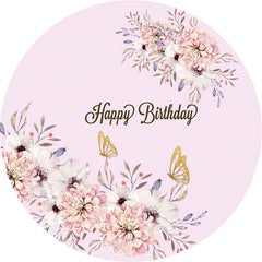 Licht Lila Blumen Schmetterling Geburtstag Runden Hintergrund