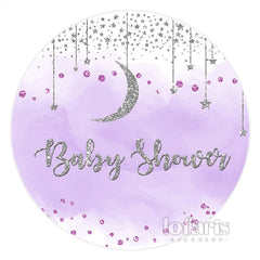 Licht Lila Runden Silber Mond Stern Babydusche Hintergrund