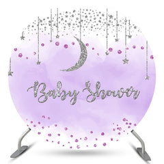 Licht Lila Runden Silber Mond Stern Babydusche Hintergrund