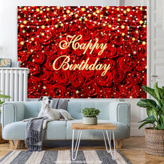 Beleuchtung Romantischer Rosen Glücklich Geburtstag Hintergrund