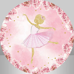 Wenig Ballerina Blumen Rosa Runden Hintergrund Bausatz Für Mädchen