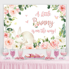 Wenig Hase Ist An Der Weg Blumen Baby Dusche Hintergrund