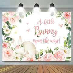 Wenig Hase Ist An Der Weg Blumen Baby Dusche Hintergrund