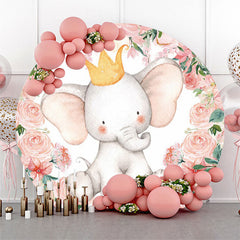 Wenig Elefant Rosa Blumen Geburtstag Hintergrund Für Mädchen