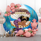 Wenig Meerjungfrau Ist An Ihr Weg Runden Baby Dusche Hintergrund