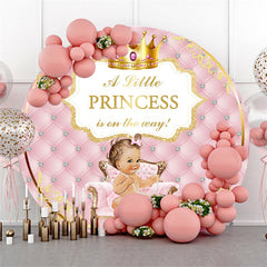 Wenig Prinzessin Ist An Die Weg Runden Babydusche Hintergrund