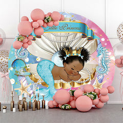 Wenig Prinzessin Meerjungfrau Runden Babydusche Hintergrund