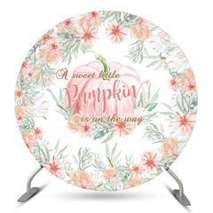 Wenig Kürbis Ist An Der Weg Babydusche Runden Hintergrund