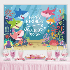 Wenig Hai Blau Ozean Familie Hintergrund für Geburtstag Party