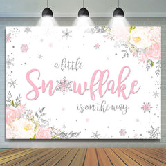 Wenig Schneeflocke Ist An Der Weg Rosa Babydusche Hintergrund
