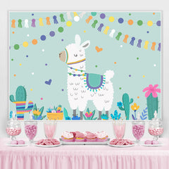 Lama Kaktus Glücklich Geburtstag Hintergrund Party für Kinder