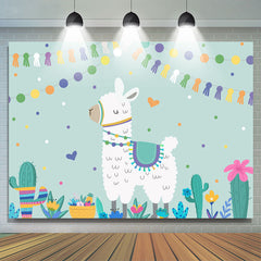 Lama Kaktus Glücklich Geburtstag Hintergrund Party für Kinder