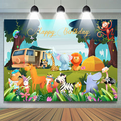 Schöne Tier Safari Camping Hintergrund zum Geburtstag