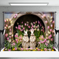 Schön Hase Tulpe Blumen Bogen Loch Ostern Hintergrund