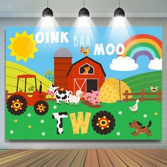 Schön Karikatur Bauernhof Oink Baa Mond Zwei Geburtstag Hintergrund