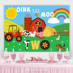 Schön Karikatur Bauernhof Oink Baa Mond Zwei Geburtstag Hintergrund