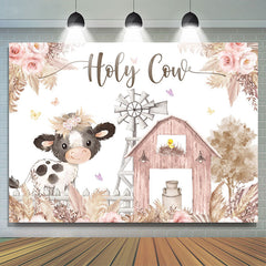 Schöne Blumenfarm Heilige Kuh Glücklich Geburtstag Hintergrund