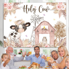 Schöne Blumenfarm Heilige Kuh Glücklich Geburtstag Hintergrund