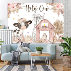 Schöne Blumenfarm Heilige Kuh Glücklich Geburtstag Hintergrund