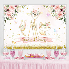 Schön Dschungel Tiere Rosa Blumen babydusche Hintergrund