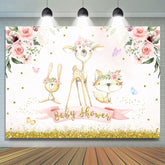 Schön Dschungel Tiere Rosa Blumen babydusche Hintergrund