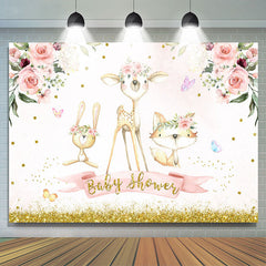 Schön Dschungel Tiere Rosa Blumen babydusche Hintergrund