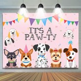 Schön Welpe Es ist A Pawty Rosa Tier Geburtstag Hintergrund