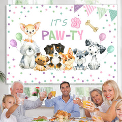 Schön Welpe Thema Es ist A Party Glücklich Geburtstag Hintergrund