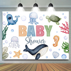 Schön Unterseeisch Kreaturen Weiss Babydusche Hintergrund