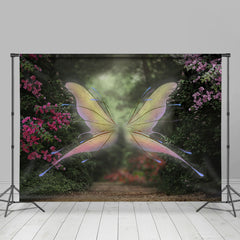 Magie Schmetterling Nebelig Blumen Wald Ostern Hintergrund